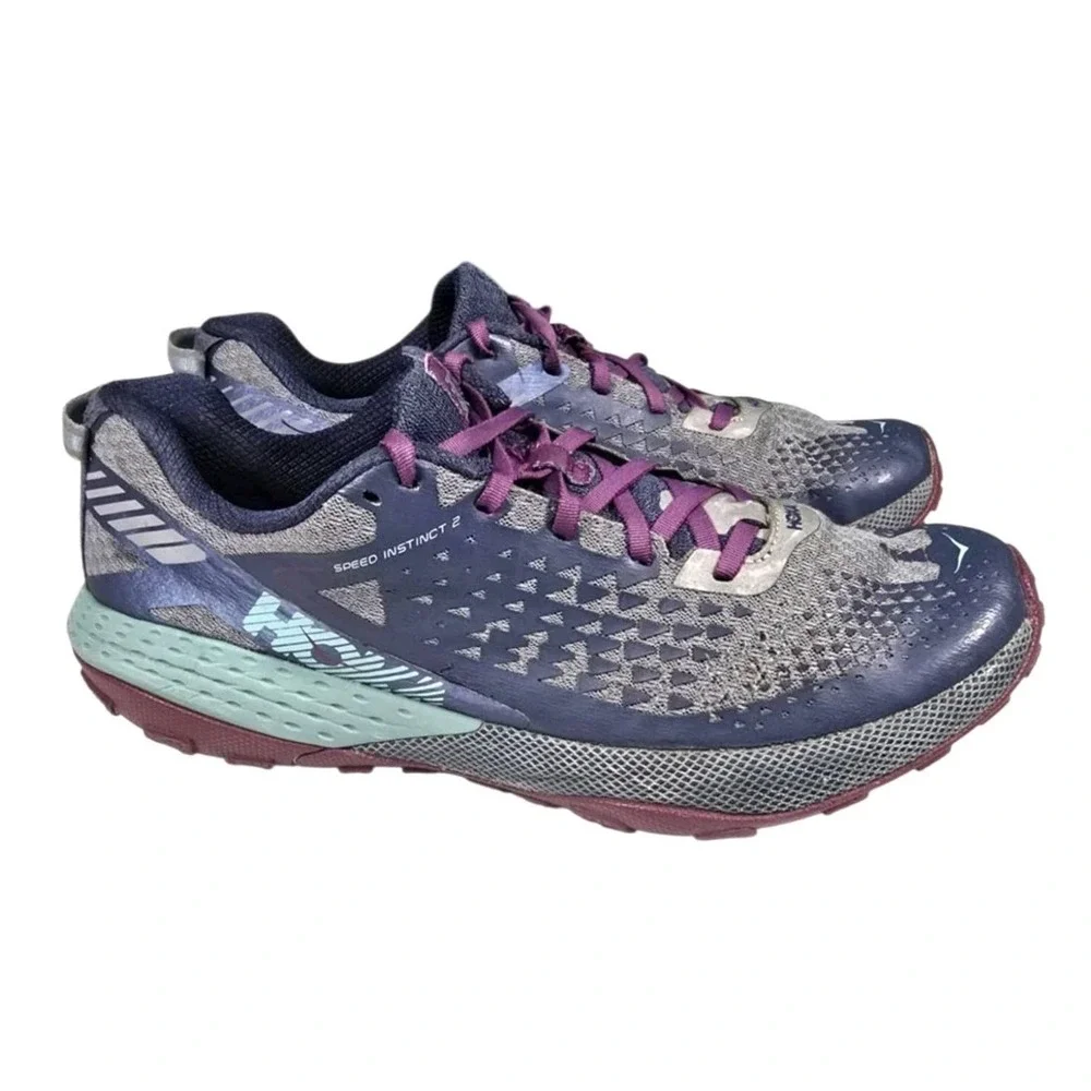 Hoka One One Womens Running Trail Shoes Size 10 Speed Instinct‎ 2 Blue Athletic